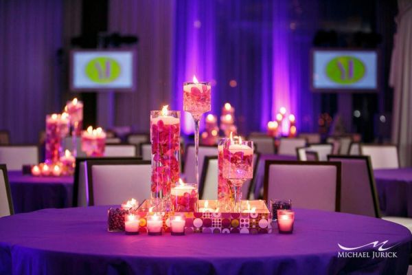 Mod Purple and Green Mitzvah Lounge at Eventi Hotel